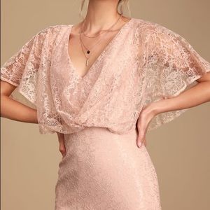 Bliss Delight Blush Pink Lace Flutter Sleeve Maxi